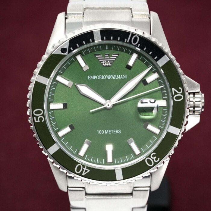 Emporio Armani Men's Green Dial Diver Stainless Steel Watch - AR11338 - Image 2